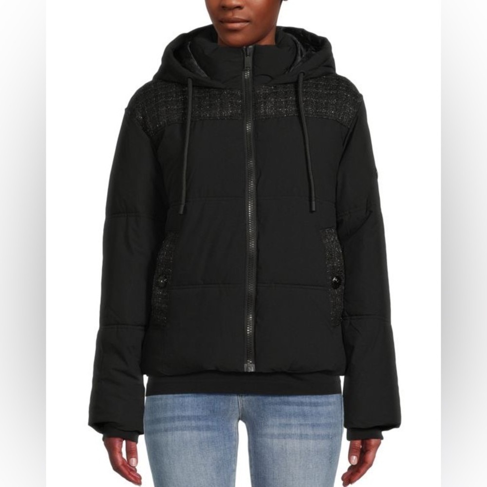 NWT KARL LAGERFELD PARIS
Hooded Tweed Puffer Jacket